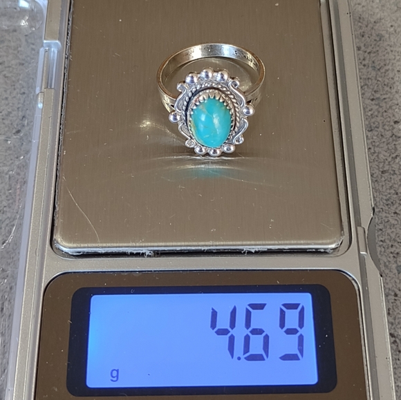 Sterling Turquoise Ring(7.5) - Picture 4 of 6